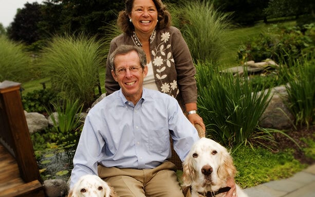 The Linns pose with their dogs