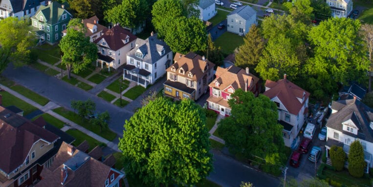 Aerial view of houses