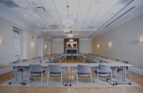 Tables set in the ballroom