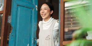 Woman standing in doorway